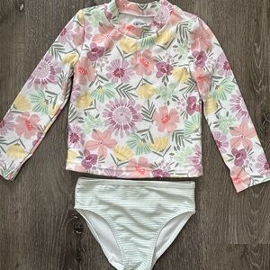 Carter's Floral Long Sleeve Rash Guard swim suit Set - Multicolor size 3T